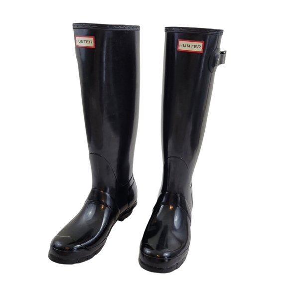 NWT!!! HUNTER BOOTS ORIGINAL TALL GLOSS BLACK - Picture 1 of 10